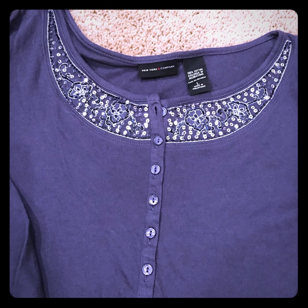 Cute long sleeve beaded top